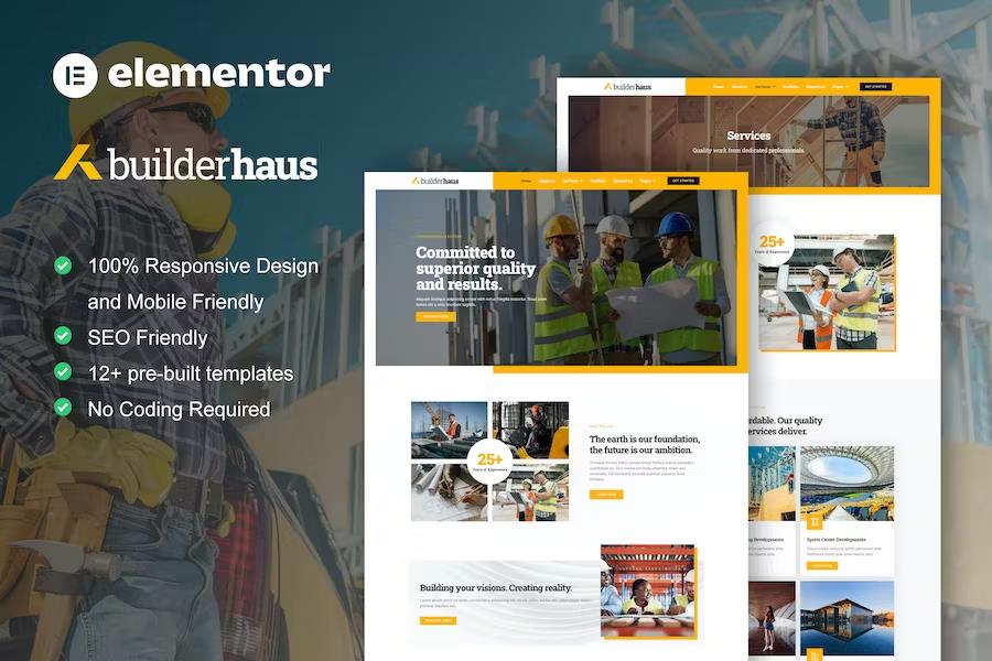 BuilderHaus - Construction Company Elementor Pro Template Kit product preview