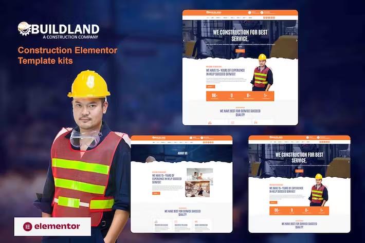 Buildland - Construction Business Elementor Template Kit product preview