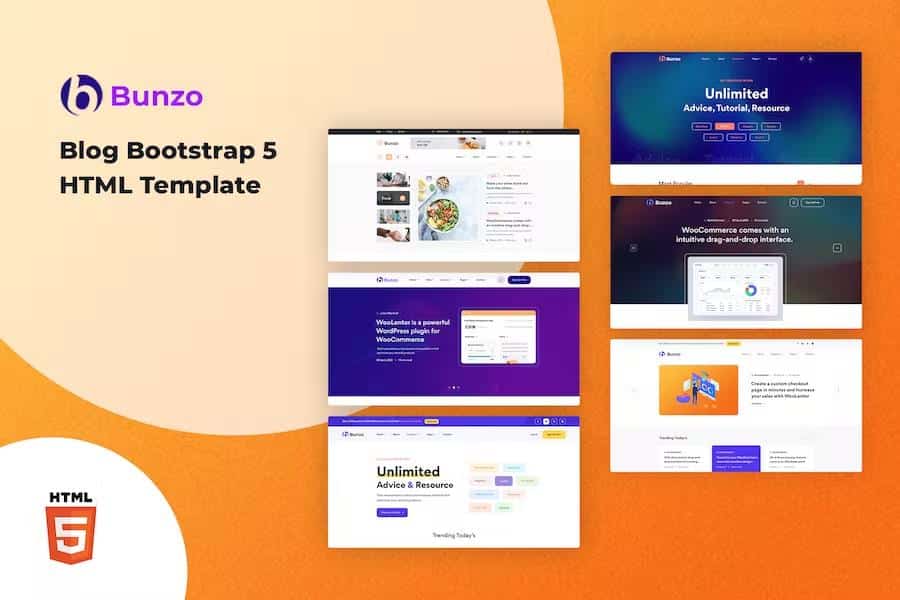 Preview image for Bunzo - Blog Bootstrap 5 HTML Template