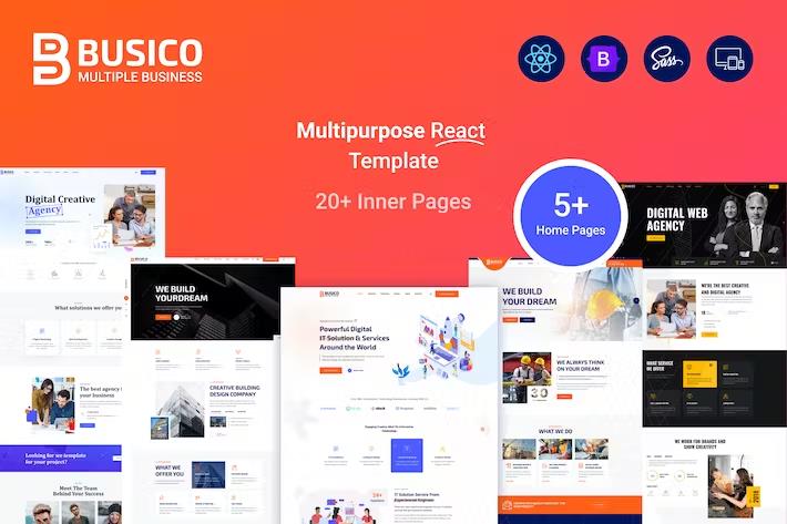Product preview supplied for Busico – Multipurpose Business React Template