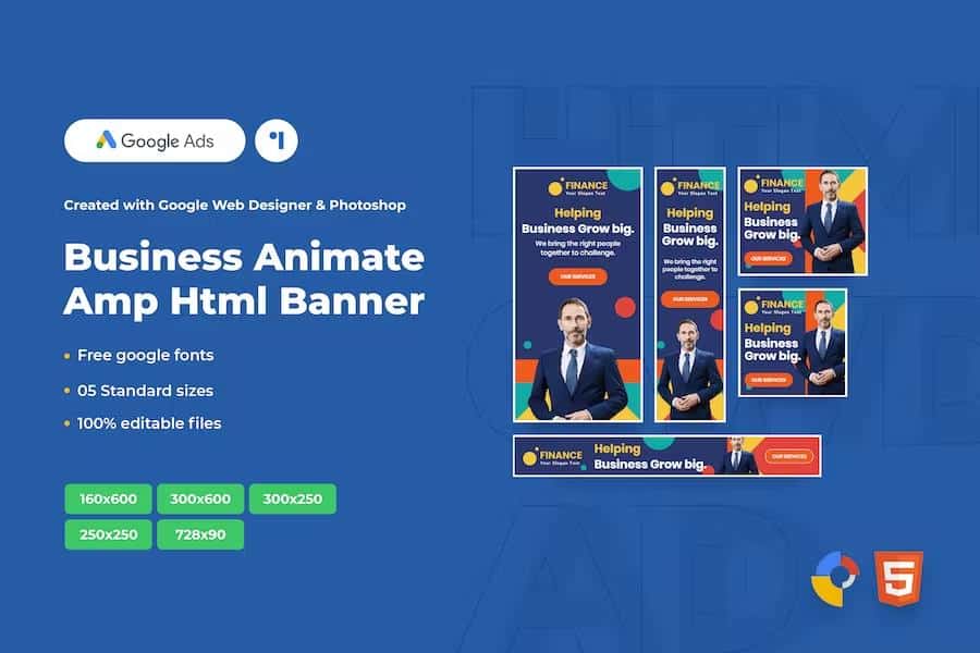 Product preview supplied for Business Animate Ads Template AMPHTML Banners