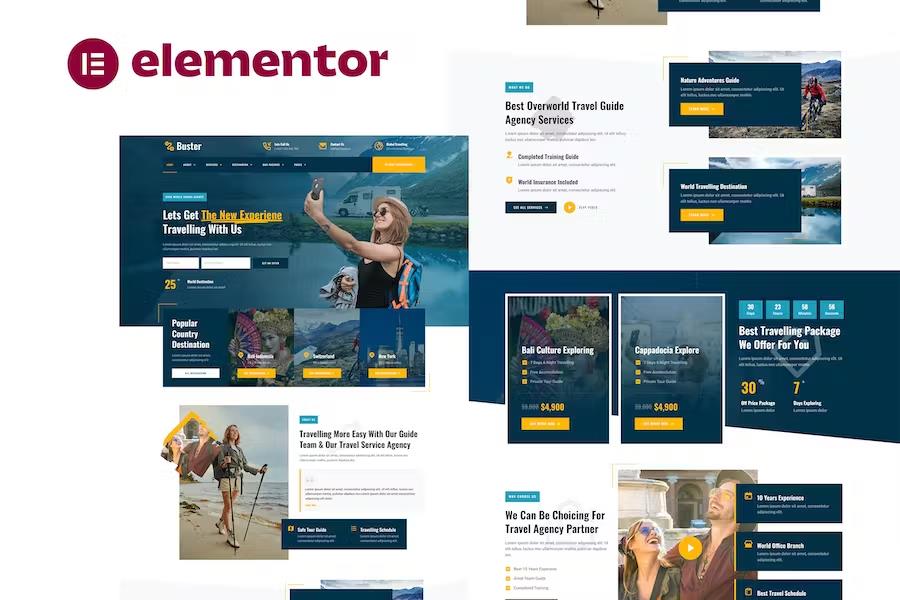 Product preview supplied for Buster - Tour Guide & Travel Agency Elementor Pro Template Kit