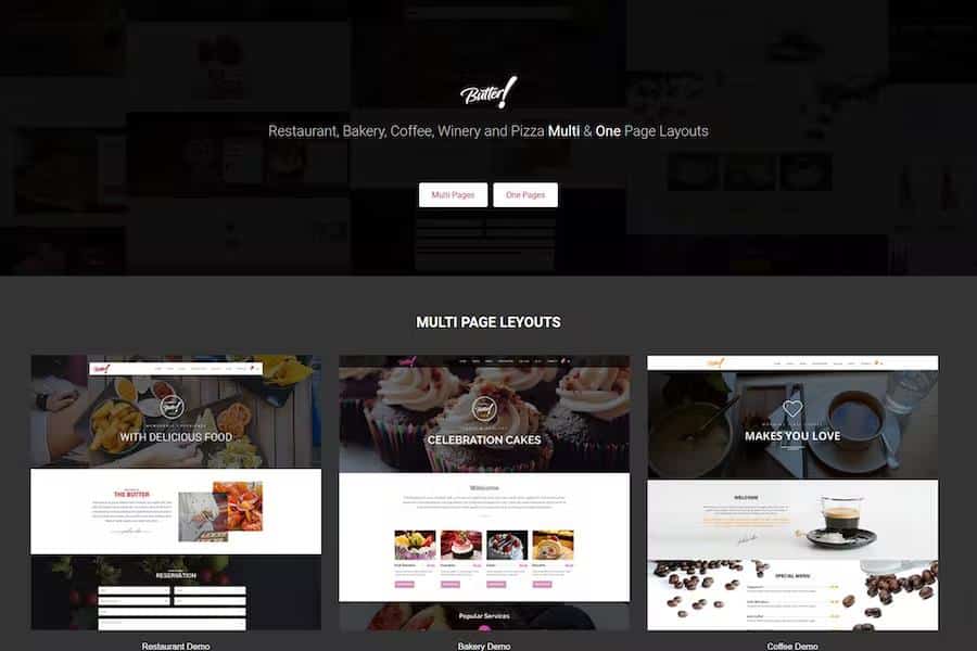 Butter - Professional Restaurant, Bakery, Coffee, Winery and Pizza HTML Layouts