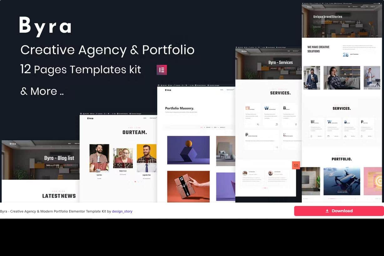 Byra - Creative Agency & Modern Portfolio Elementor Template Kit