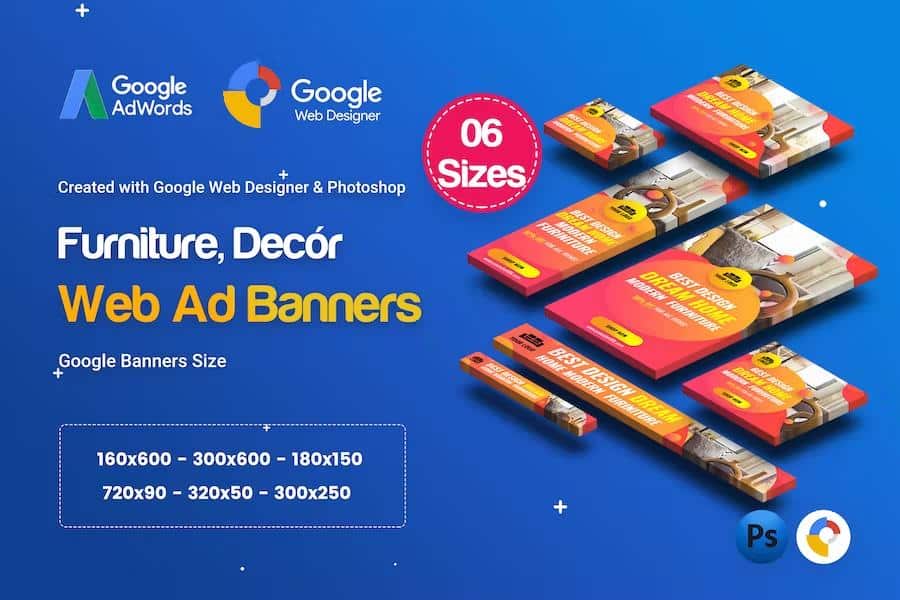 C01 - Furniture, Decor Banners Ad GWD & PSD