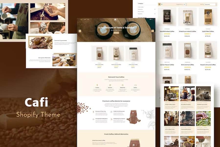 Product preview supplied for Cafi - Coffee Shop & Cafés Responsive Shopify