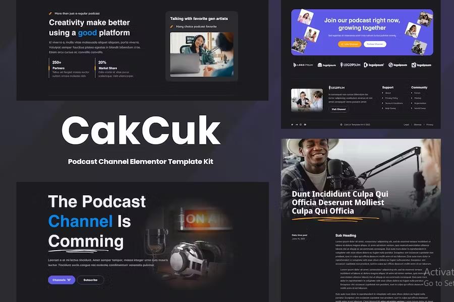 Preview image for CakCuk - Podcast Channel Elementor Template Kit