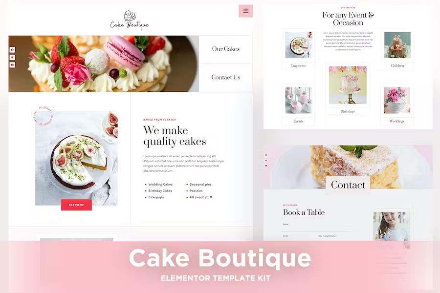 Cake Boutique - Cake Elementor Template Kit listing image