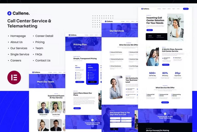 Callene | Call Center Service & Telemarketing Elementor Template Kit