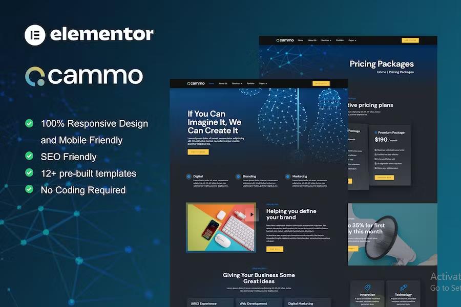 Product preview supplied for Cammo - Creative Agency Services Elementor Template Kit
