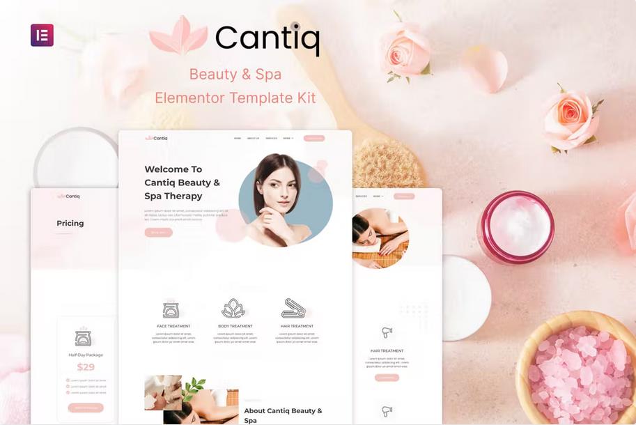 Cantiq - Beauty Spa Salon Therapy Elementor Template Kit listing image