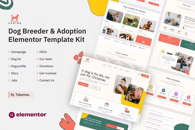 Carine | Dog Breeder & Adoption Elementor Template Kit