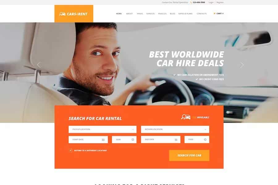 Cars4Rent - Auto Rental & Taxi Service WordPress Theme + RTL