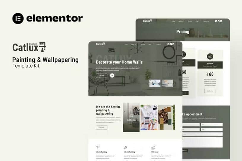 Catlux - Painting & Wallpapering Elementor Template Kit product preview
