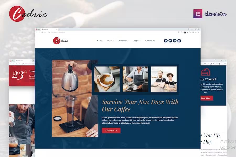Cedric - Coffee & Beverages Elementor Template Kit product preview