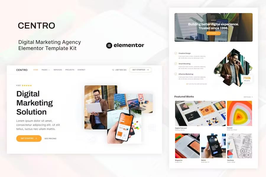 Centro - Digital Marketing Agency & Portfolio Elementor Template Kit listing image