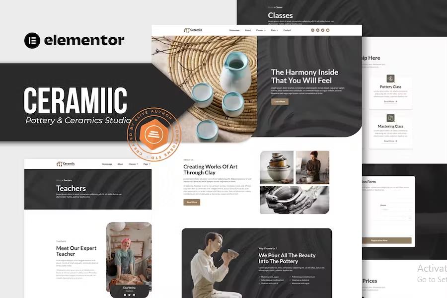 Product preview supplied for Ceramiic - Pottery & Ceramics Studio Elementor Template Kit