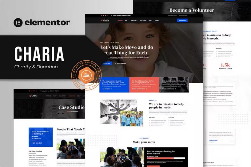 Charia - Charity & Donation Elementor Template Kit product preview
