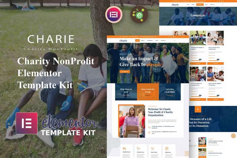 Product preview supplied for Charie - Charity NonProfit Elementor Template Kit