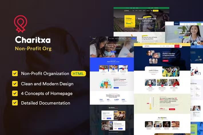 Product preview supplied for Charitxa | Multipurpose Nonprofit HTML Template