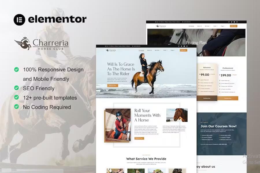 Preview image for Charreria - Horse Riding Club Elementor Template Kit