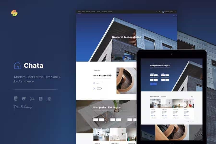 Chata - Modern Real Estate   Architecture Template + E-Commerce