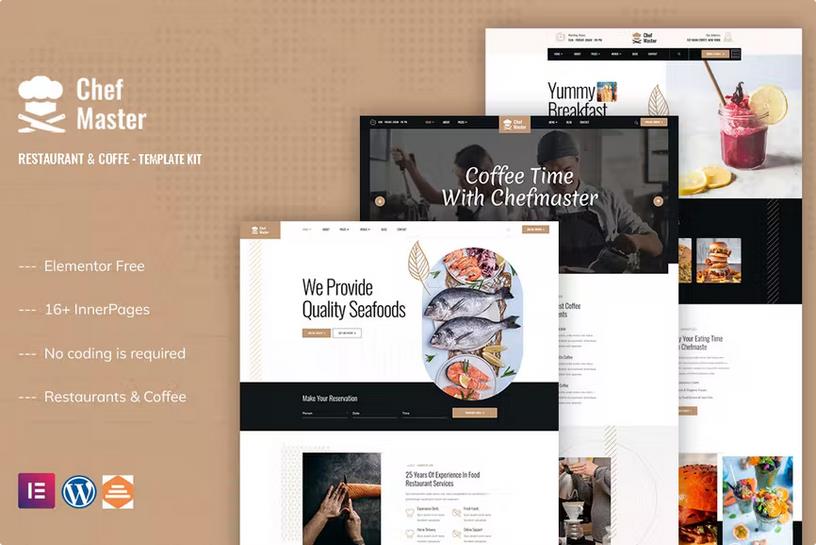 Chefmaster - Restaurant & Cafe Elementor Template Kit listing image
