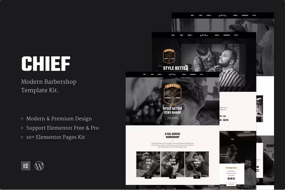 Preview image for Chief - Modern Barbershop Template Kit
