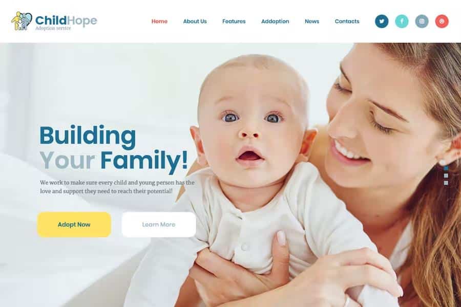 ChildHope - Child Adoption Service & Charity Nonprofit WordPress Theme