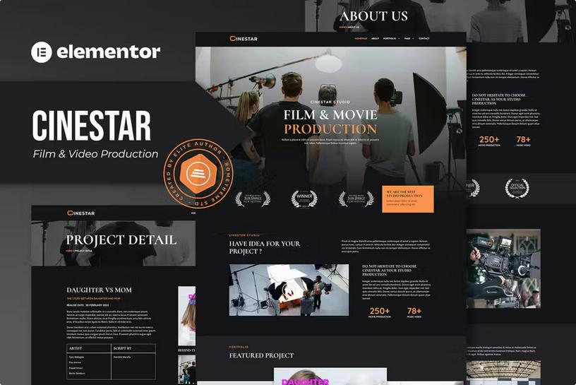 Cinestar - Film & Video Production Elementor Template Kit product preview