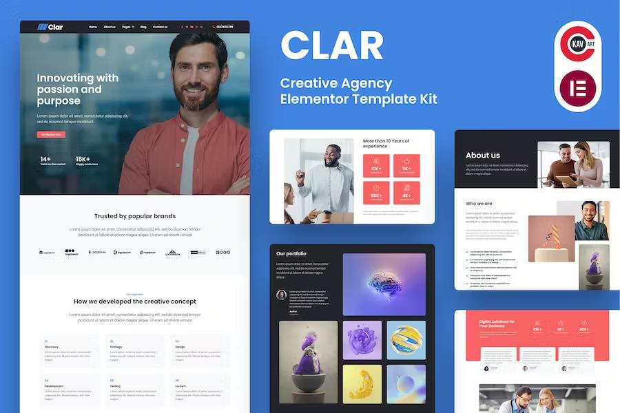 Clar - Digital Agency Elementor Template Kit listing image