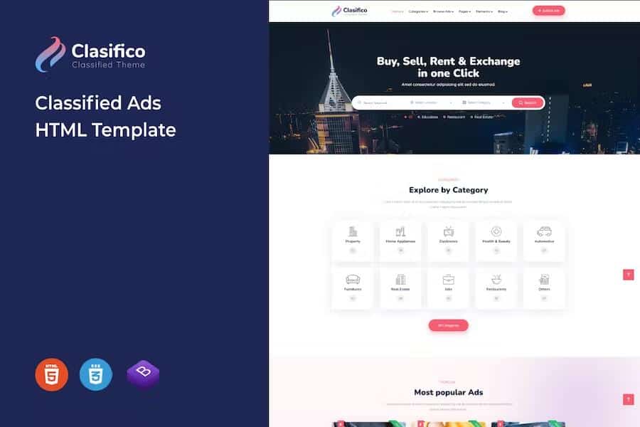 Preview image for Clasifico - Classified Ads HTML Template