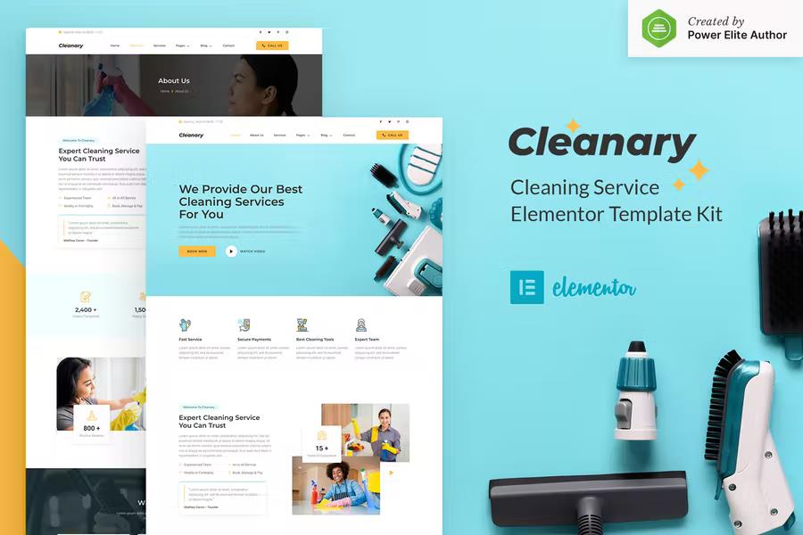 Product preview supplied for Cleanary - Cleaning Service Company Elementor Template Kit