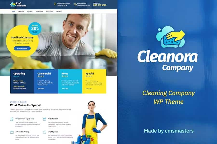 Cleanora - Cleaning Services WordPress Theme
