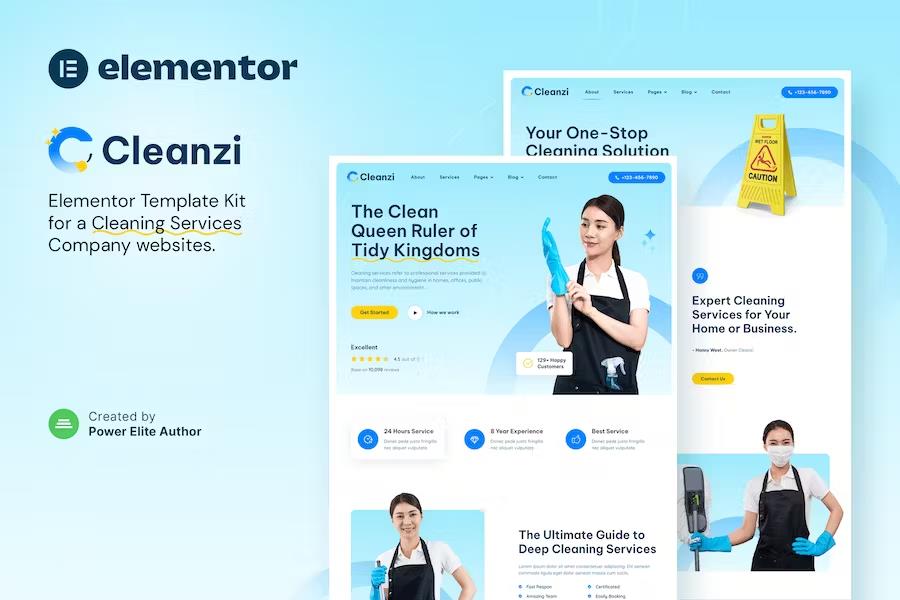 Cleanzi – Cleaning Services Elementor Template Kit product preview