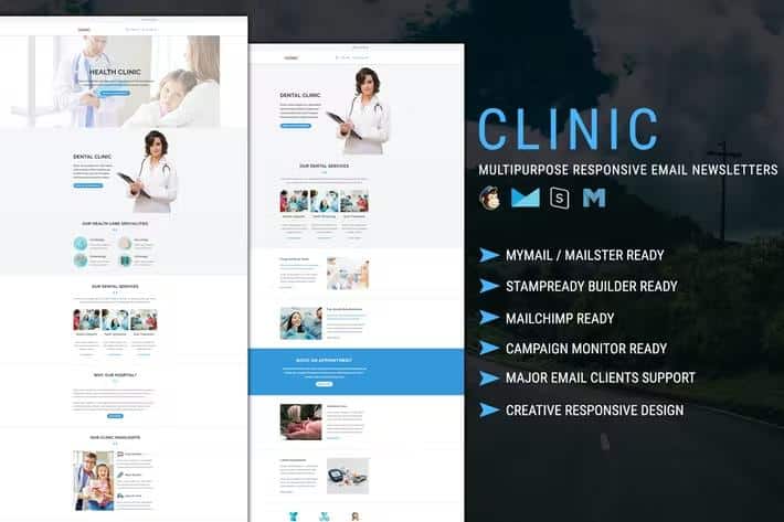 CLINIC - Multipurpose Responsive Email Template with Online StampReady & Mailchimp Builders