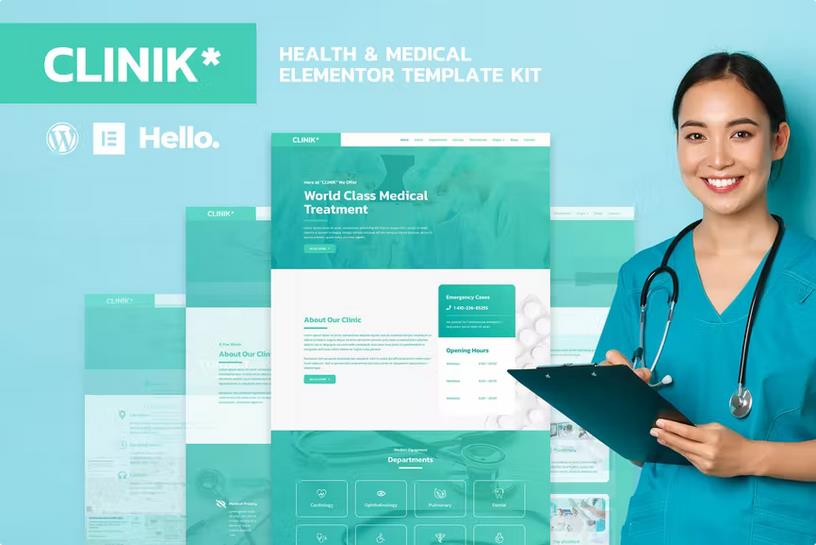 CLINIK - Hospital & Clinical Health Care Elementor Template Kit listing image