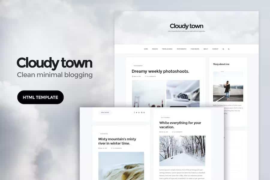 Cloudy Town - Clean Minimal Blog Template listing image