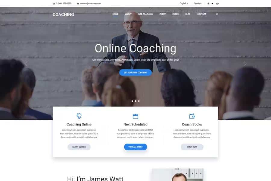 Coaching - Speaker & Life Coach, Health Coach HTML Templates