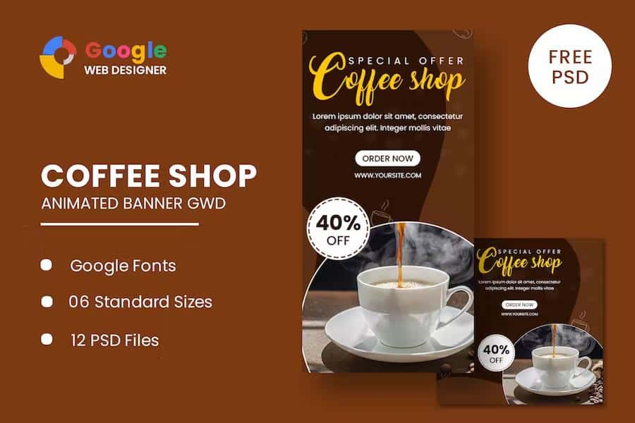 Coffee Shop Animated Banner Google Web Designer