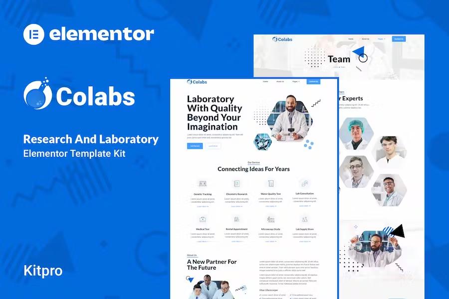 Preview image for Colabs - Research & Laboratory Elementor Template Kit