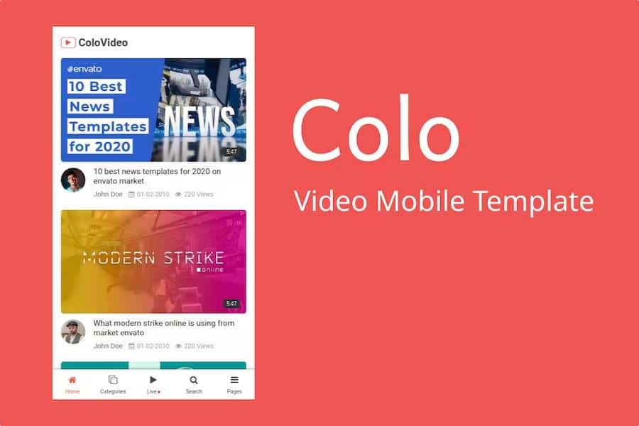 Colo - Video Mobile Template