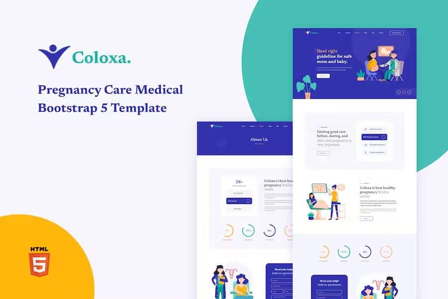 Coloxa - Pregnancy Care Medical Bootstrap 5 Template