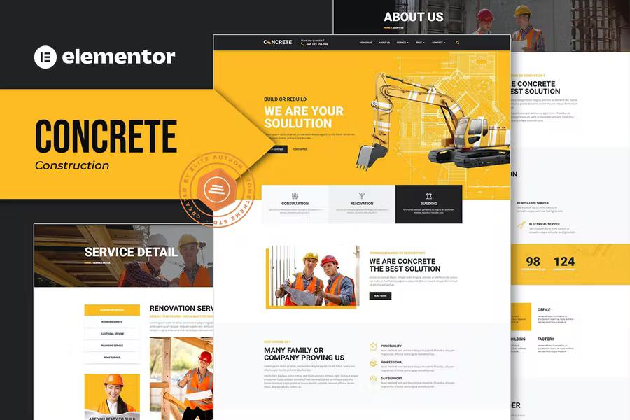 Concrete - Construction Elementor Template Kit listing image