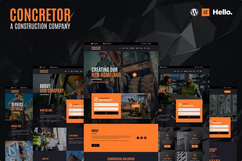 Concretor - Real Estate Construction Elementor Template Kit listing image