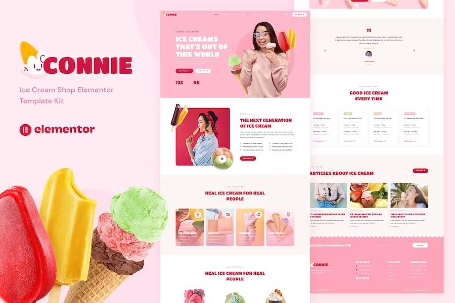Preview image for Connie - Ice Cream Shop Elementor Template Kit
