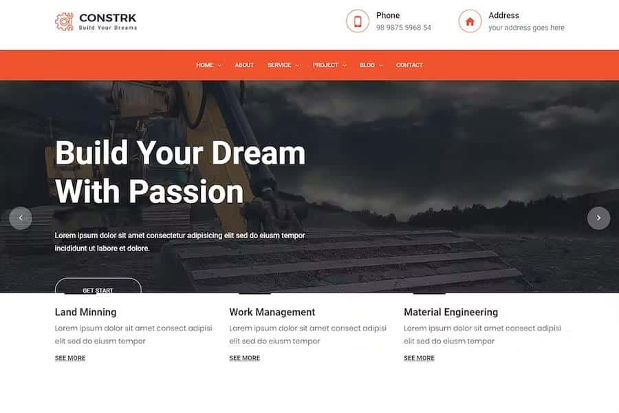 Constrk - Building construction HTML Template using Bootstrap listing image