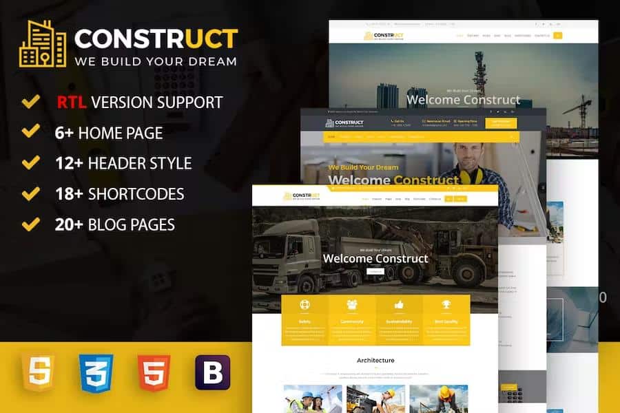 Construct : Construction, Building & Maintenance Business Template
