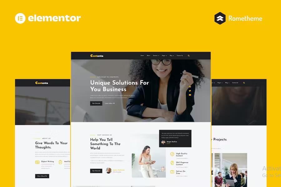 Contenta - Content Writing Services Elementor Pro Full Site product preview