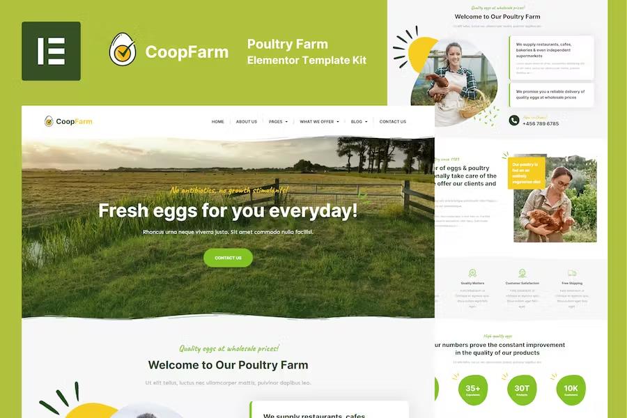 Product preview supplied for CoopFarm - Poultry Farm Elementor Template Kit